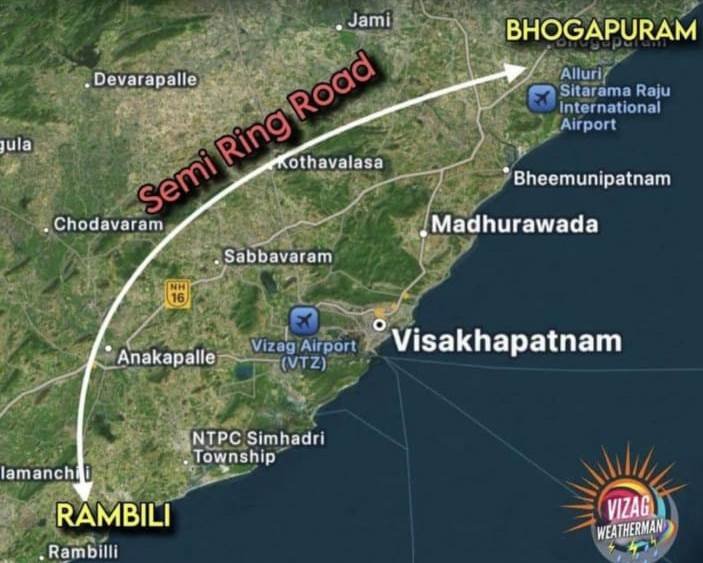 VMRDA Announced Semi Ring Road from Rambilli to New international Airport Bhogapuram